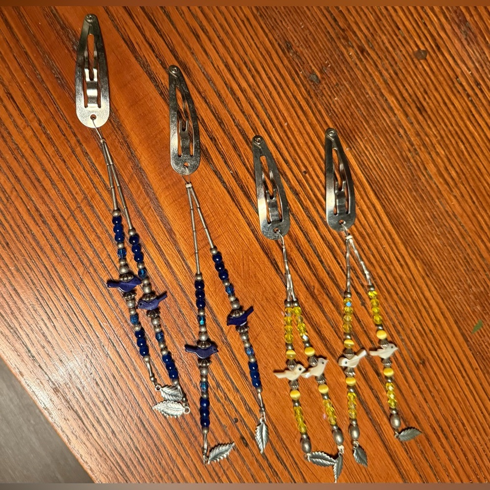 Beaded Hair Clips with Charms